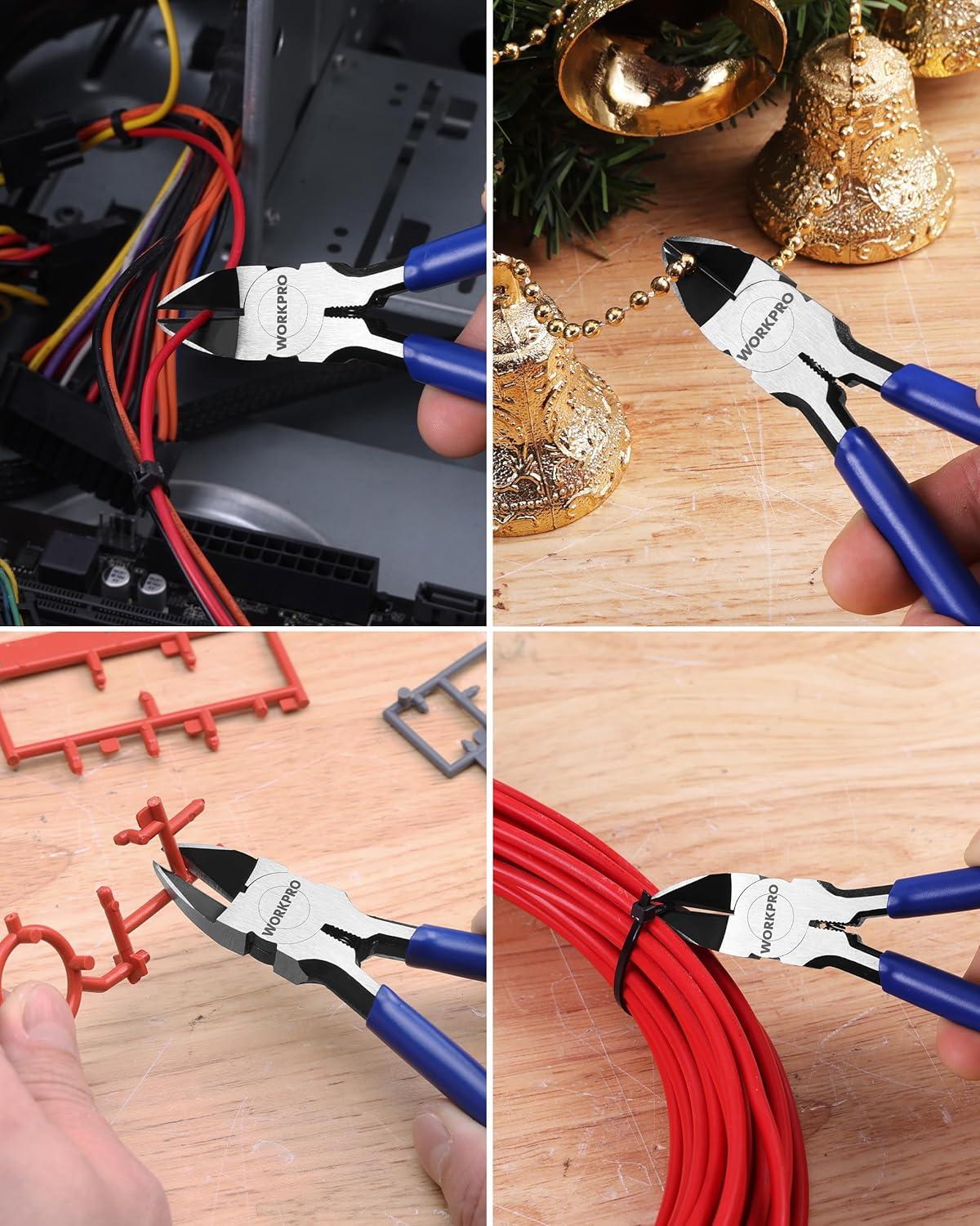 WORKPRO 2 Pack Wire Cutters, 6 Inch Precision Flush Cutters, Spring ...