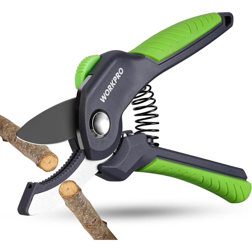 WORKPRO 8.5″ Anvil Pruning Shear, Heavy Duty Garden Scissors & Clippers ...