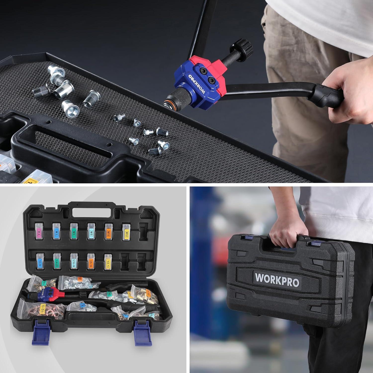 WORKPRO 16″ Rivet Nut Tool, Nutsert Rivnut Tool Kit with 11 Metric and ...