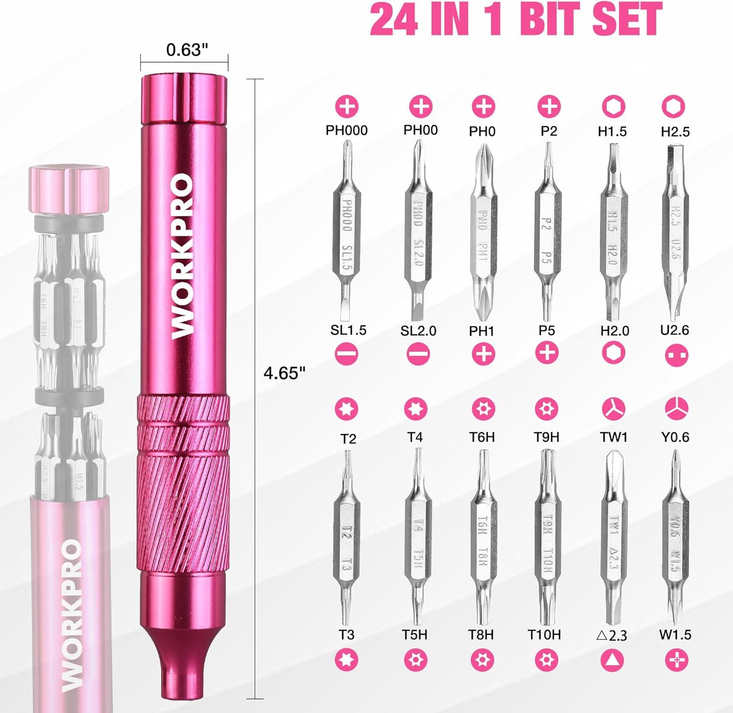 Smallest Multi Bit WORKPRO 24 in 1 Multi Bit Mini Screwdriver Set Magnetic, Manual Pen ...