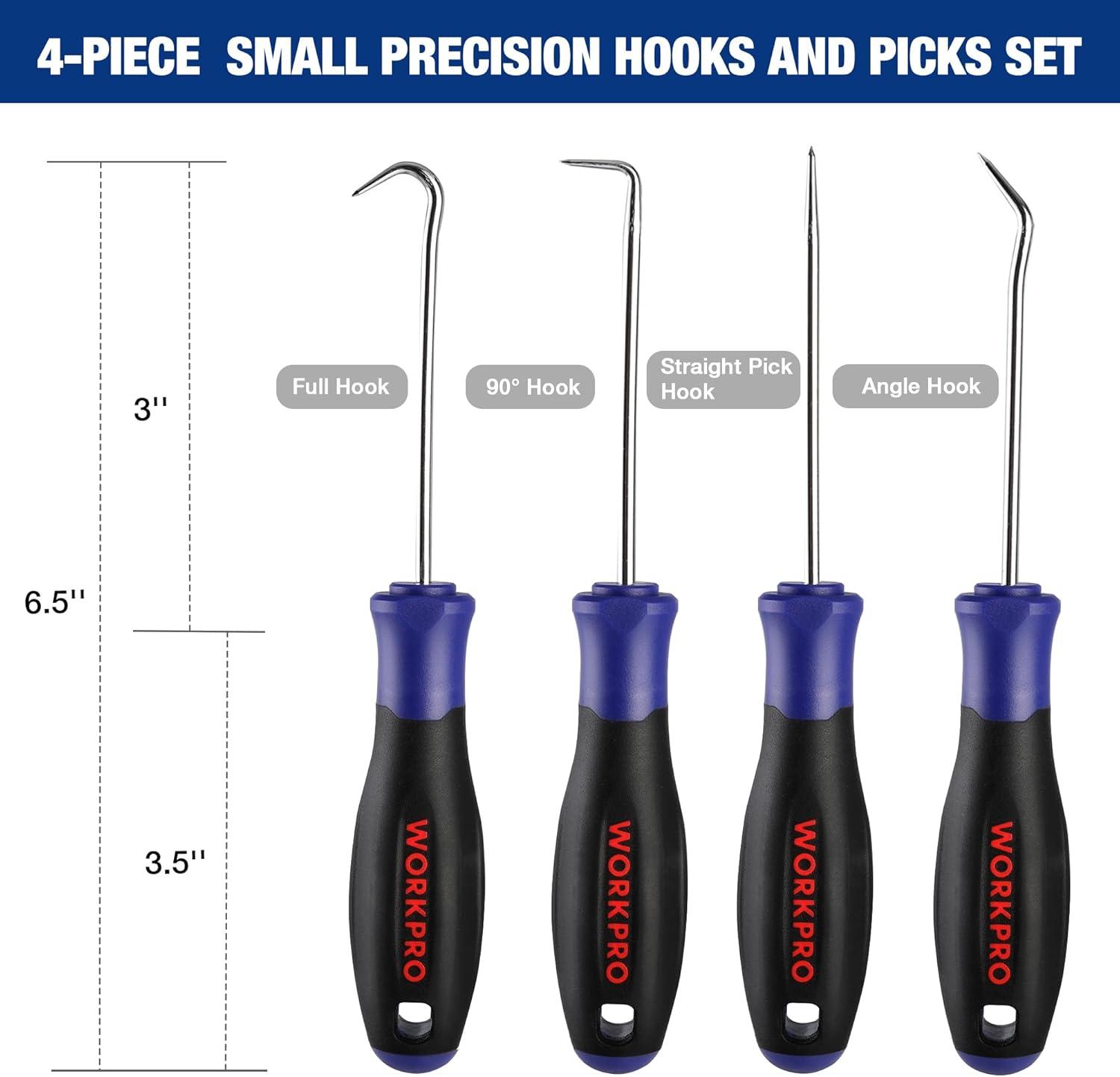 WORKPRO 4-Piece Precision Pick and Hook Set with Pouch, Angled Pick ...