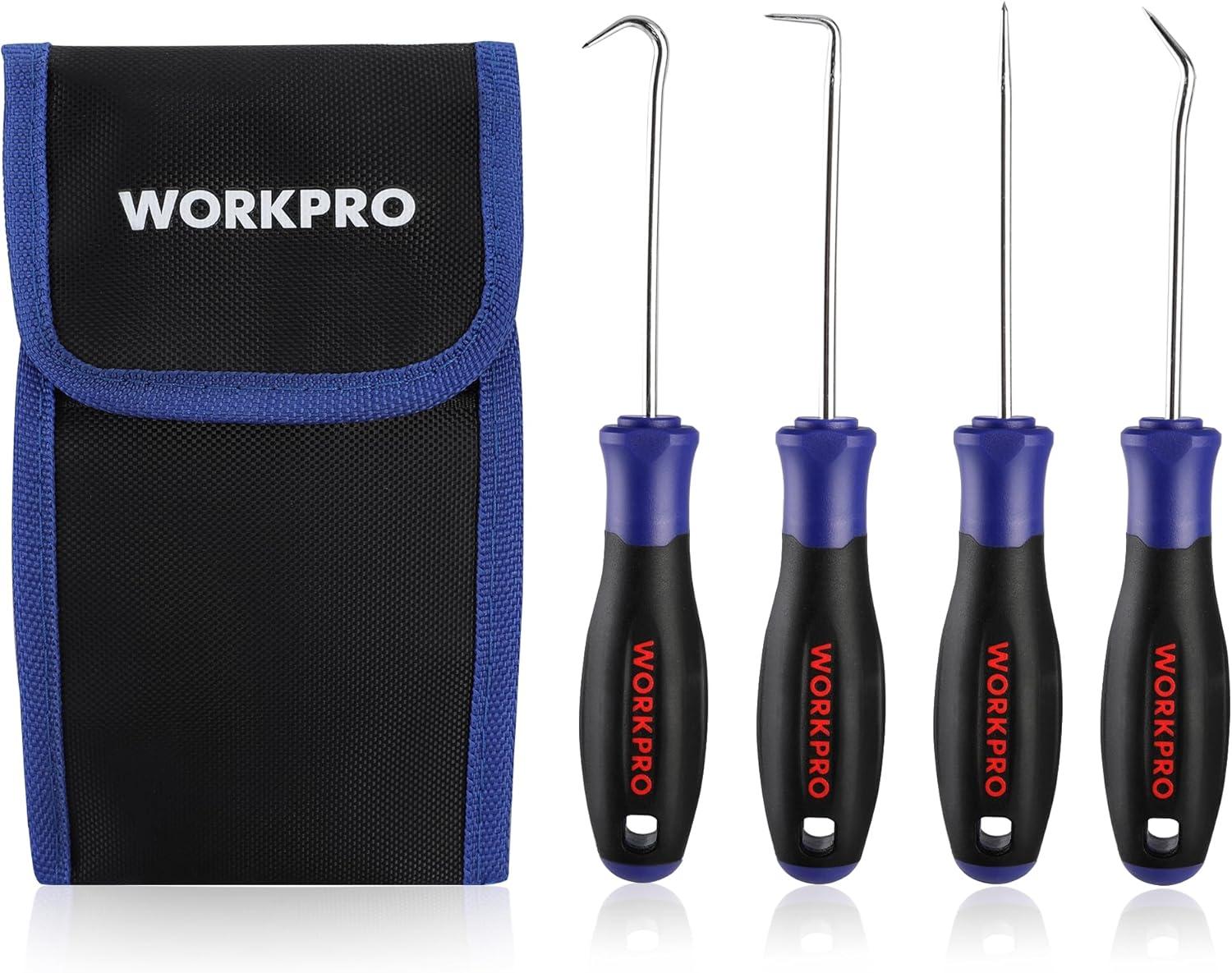WORKPRO 4-Piece Precision Pick and Hook Set with Pouch, Angled Pick ...