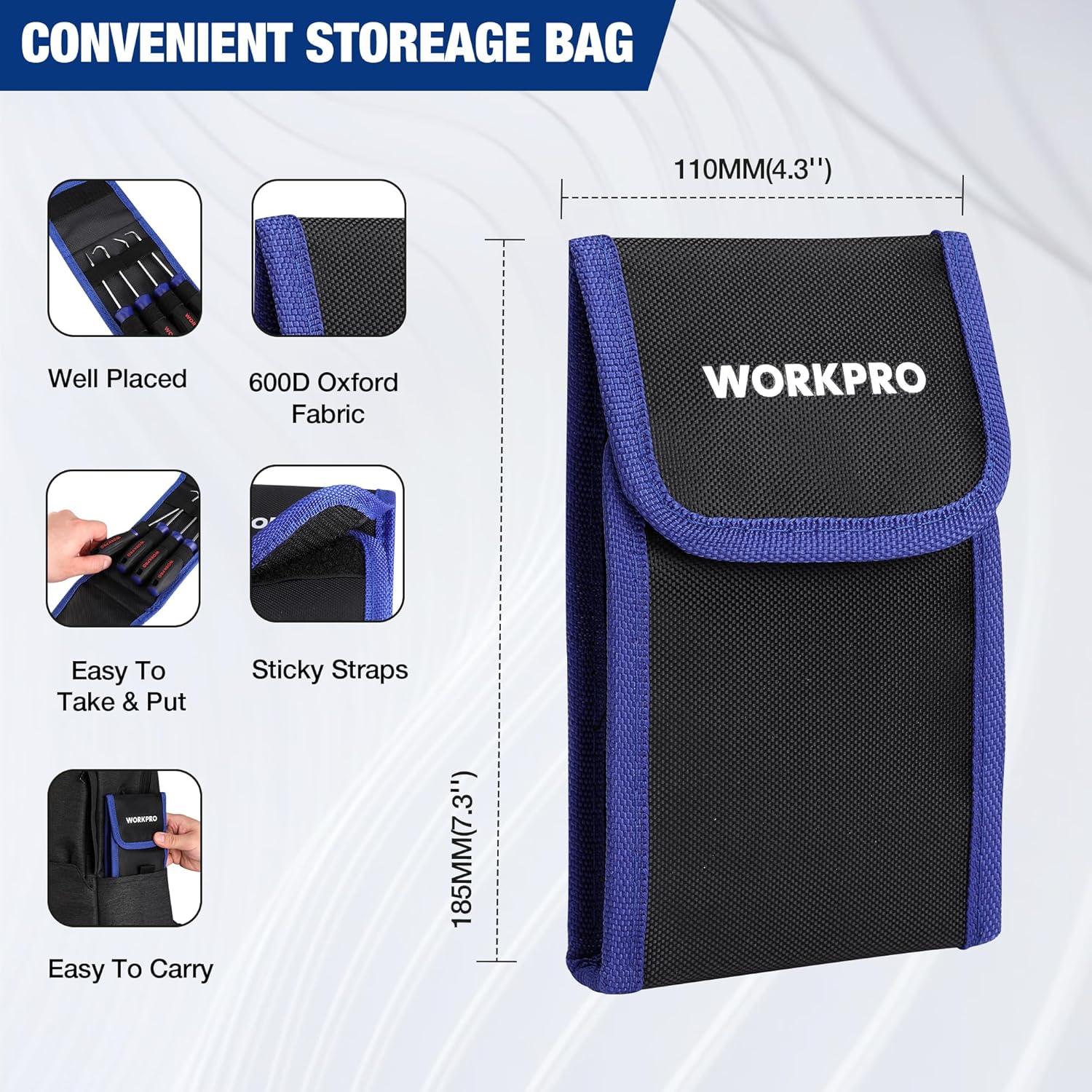 WORKPRO 4-Piece Precision Pick and Hook Set with Pouch, Angled Pick ...