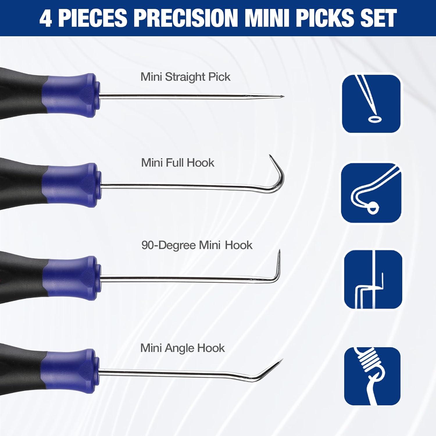 WORKPRO 4-Piece Precision Pick and Hook Set with Pouch, Angled Pick ...