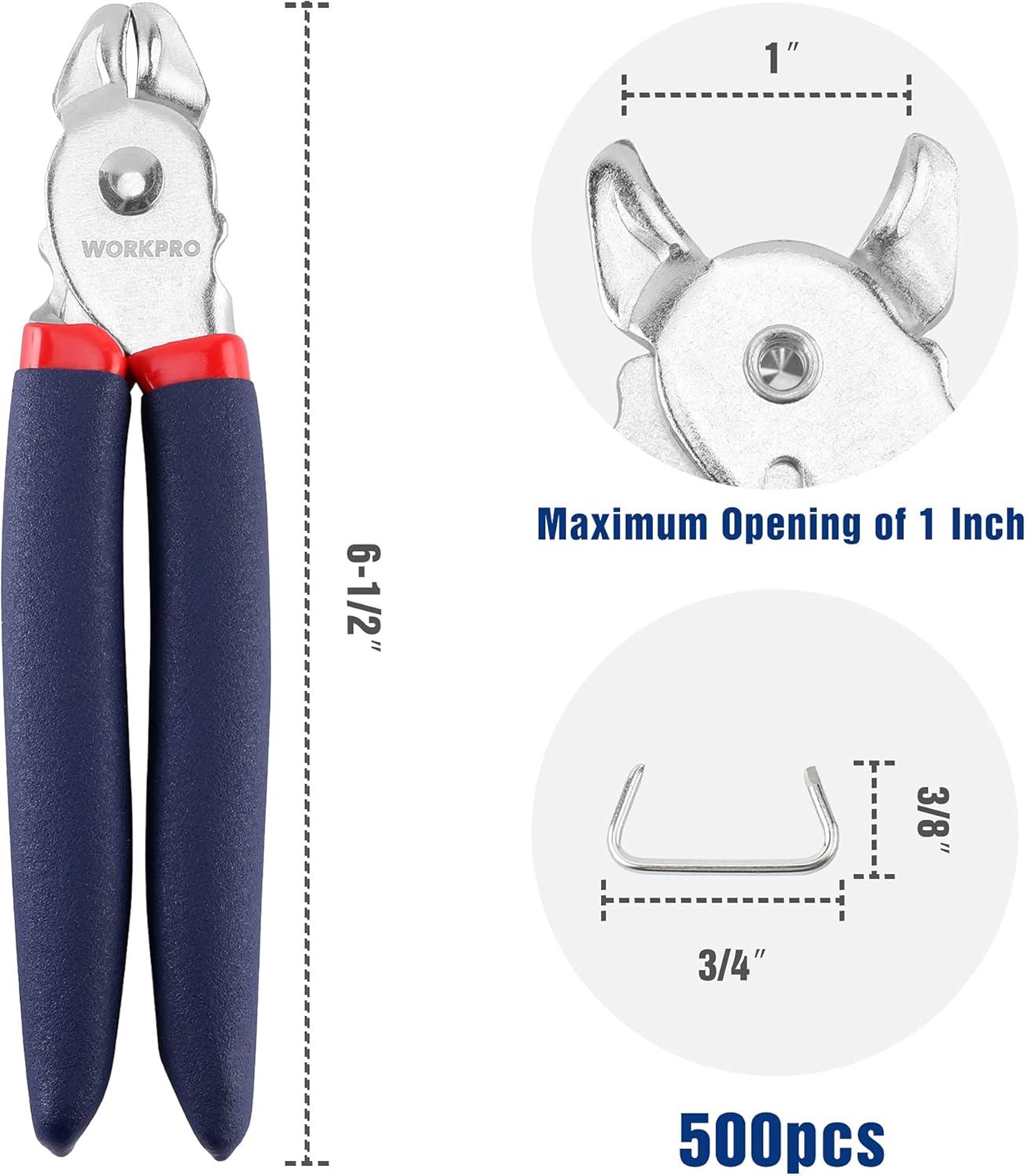 1 Inch Hog Rings WORKPRO Hog Ring Pliers with 500 Pcs 3/4″ Hog Rings, Galvanized Steel ...