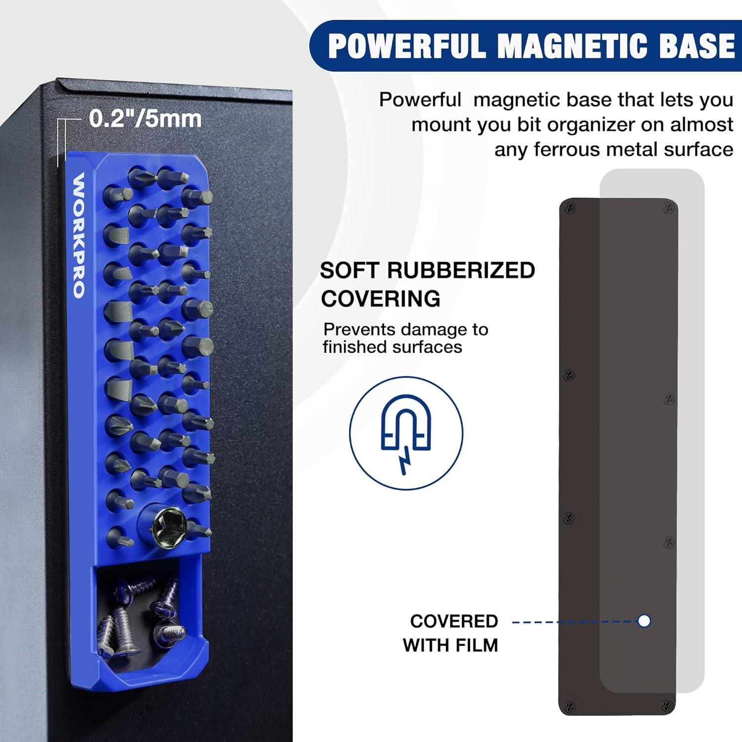 WORKPRO Magnetic Hex Bit Organizer, 39 Hole Screwdriver Drill Bit ...