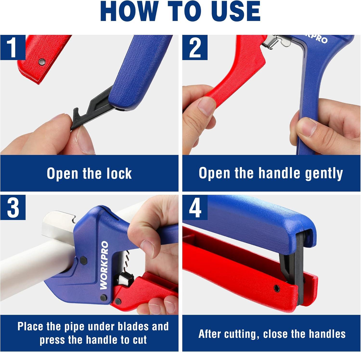 WORKPRO Ratchet PVC Pipe Cutter Tool, Up to 2-1/2″, Pex Cutting Tool ...