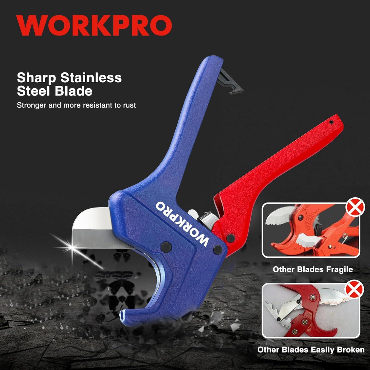 WORKPRO Ratchet PVC Pipe Cutter Tool, Up to 2-1/2″, Pex Cutting Tool ...