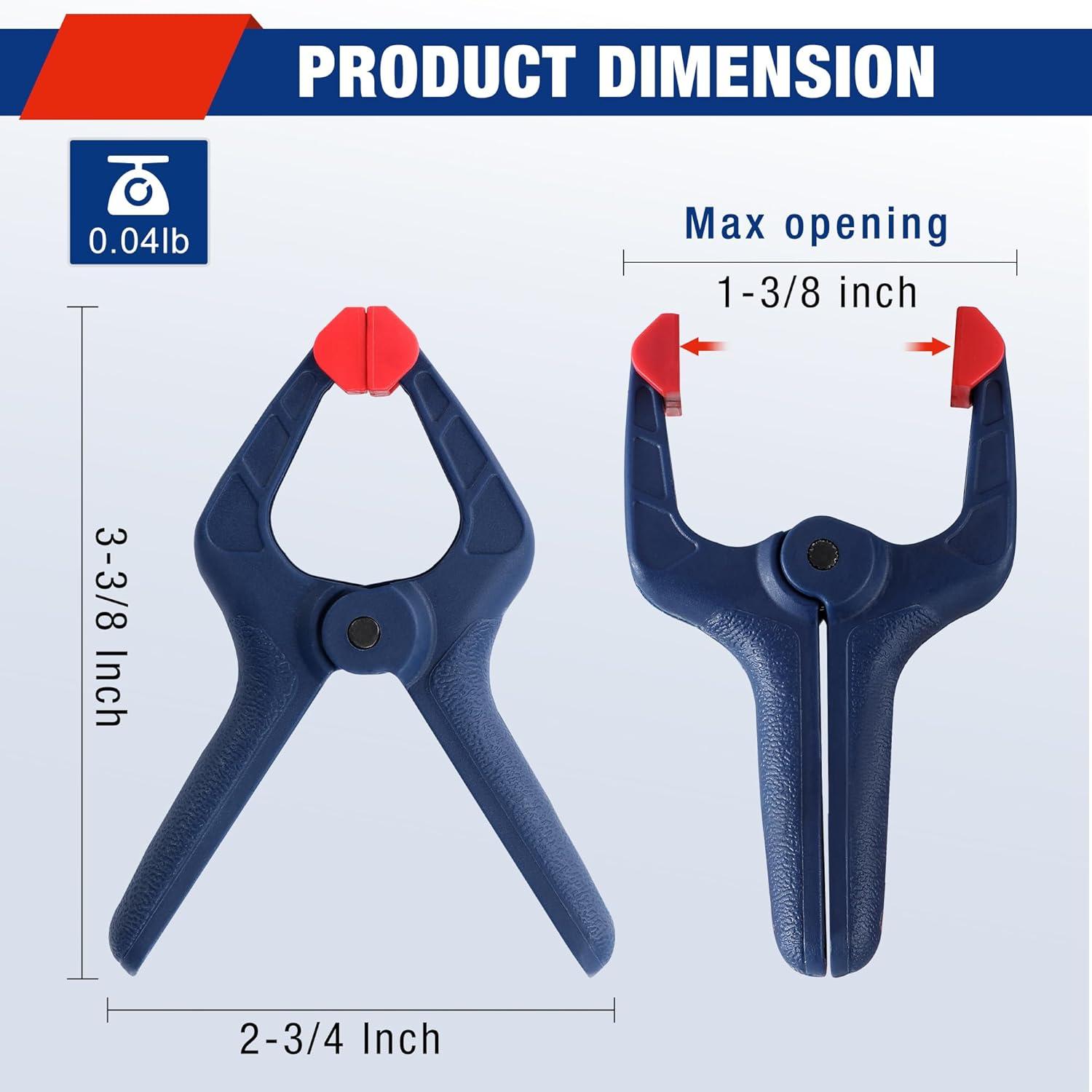 Mastercraft Spring Clamp WORKPRO Spring Clamp Set, 16-Piece 3-3/8″ Nylon Spring Clamp with ...