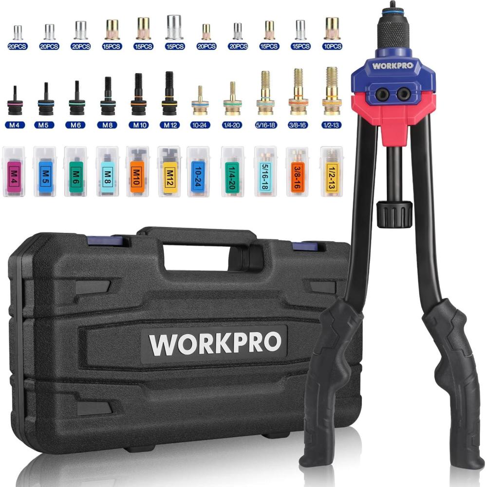Beoulf Rivnut WORKPRO 16″ Rivet Nut Tool, Nutsert Rivnut Tool Kit with 11 Metric and ...