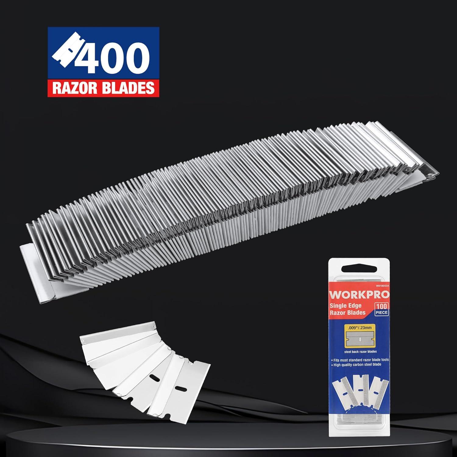 WORKPRO 200-Pack Single Razor Edge Blades, Industrial Scraper Razor ...