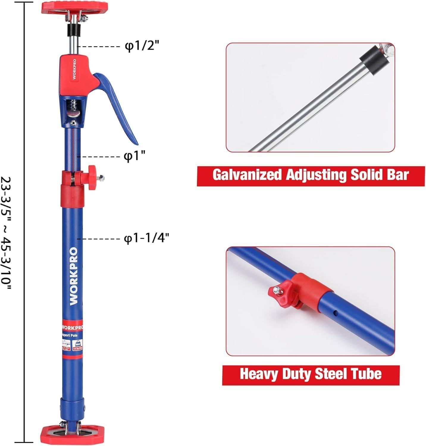 WORKPRO Cabinet Jack Support Pole, 54-114 Inches Steel Telescopic Quick ...
