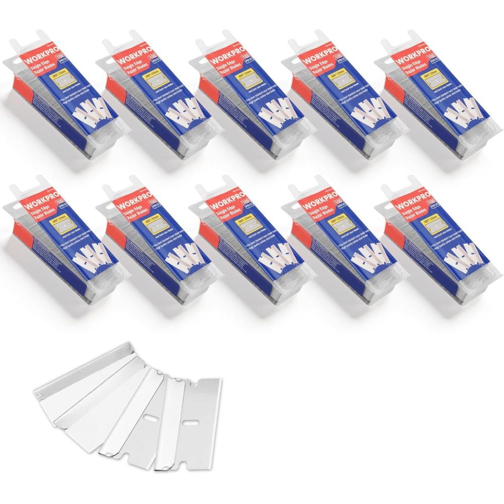 Rectangle Razor Blade WORKPRO 200-Pack Single Razor Edge Blades, Industrial Scraper Razor ...