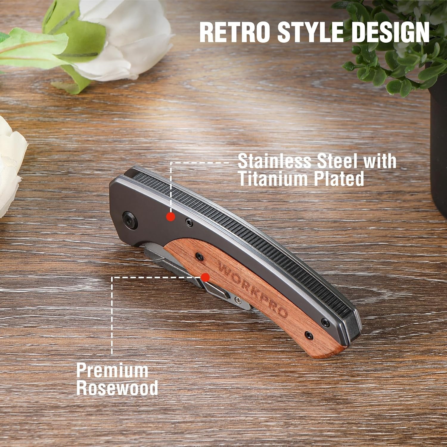 Foldable Razor Blade WORKPRO Folding Utility Knife, Razor Blade Knife with Axis Lock, Quick ...